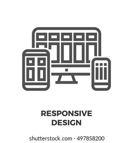Responsive Design Thin Line Vector Icon Isolated on the White Background.
