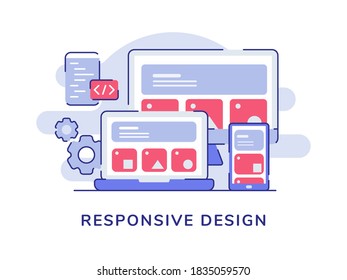 Diseño responsable ui wireframe en pantalla portátil pantalla de fondo aislado blanco con estilo de contorno plano