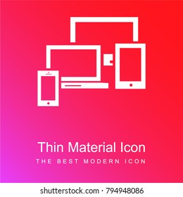 Responsive design for variety of screens formats red and pink gradient material white icon minimal design