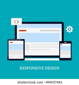 Responsive design vector icon, Flat vector illustration of responsive web design and development