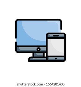 Responsive Design Vector illustration. Design Development outline filled icon. EPS 10 File