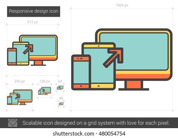 Responsive design vector line icon isolated on white background. Responsive design line icon for infographic, website or app. Scalable icon designed on a grid system.