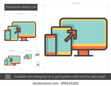 Responsive design vector line icon isolated on white background. Responsive design line icon for infographic, website or app. Scalable icon designed on a grid system.