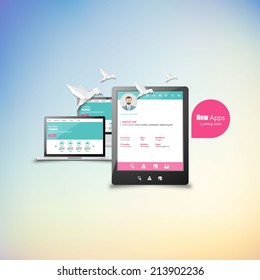 Responsive design for web- computer screen, smartphone, tablet icons set 