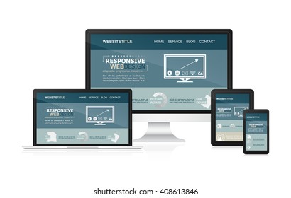 Responsive design and web devices. Vector illustration.