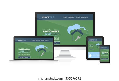 Responsive design and web devices. Vector illustration.