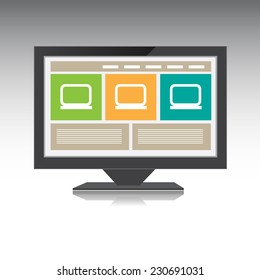 Responsive Desktop computer web design on the screen