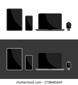 Responsive devices, notebook a tablet a mobile and a smartwatch