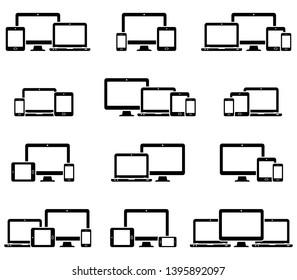 Responsive devices web design icons set