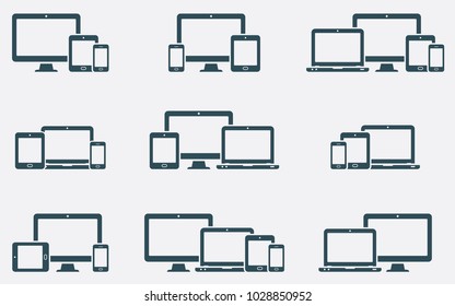 Responsive Digital Devices Icons Set