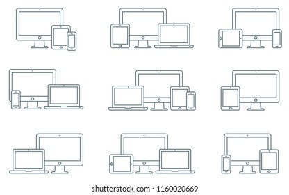 Responsive Digital Devices Icons Set