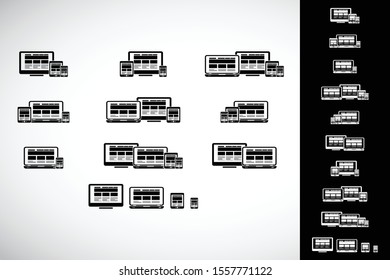 Responsive digital devices icons set.