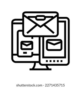 vector de icono de línea de marketing de diseño de correo electrónico receptivo. signo de marketing de diseño de correo electrónico receptivo. símbolo de contorno aislado ilustración negra