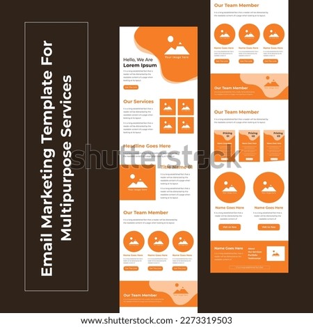 Responsive Email Marketing concept page or one page email Newsletter template in flat design, responsive marketing newsletter template for business with modern colorful layout