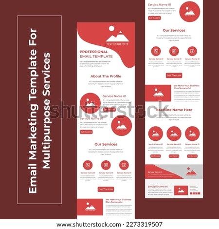 Responsive Email Marketing concept page or one page email Newsletter template in flat design, responsive marketing newsletter template for business with modern colorful layout