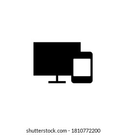 Responsive Icon in black flat glyph, filled style isolated on white background