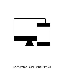 Responsive Icon in black flat glyph, filled style isolated on white background