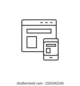 Responsive Symbol auf schwarzem Hintergrund, Stil einzeln auf weißem Hintergrund