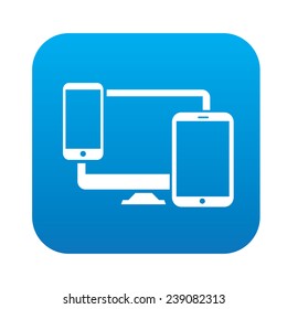 Responsive Icon On Blue Button,clean Vector