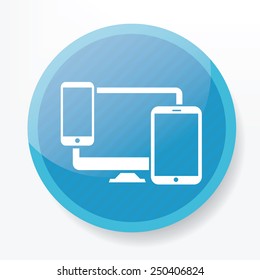 Responsive icon on blue button,clean vector