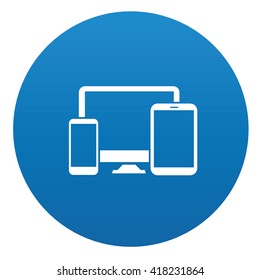 Responsive Icon On Blue Button,vector