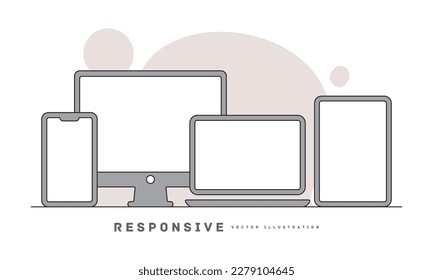 Responsive icon PC smartphone tablet vector illustration