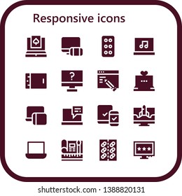 responsive icon set. 16 filled responsive icons.  Collection Of - Laptop, Responsive, Tablet, Computer, Web design