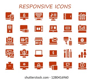  responsive icon set. 30 filled responsive icons. Simple modern icons about  - Responsive, Computer, Tablet, Landing page, Laptop, Market, Web design, Development