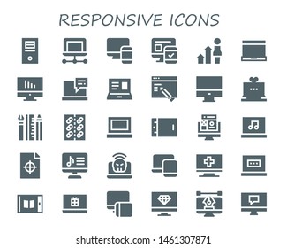 responsive icon set. 30 filled responsive icons.  Simple modern icons about  - Computer, Laptop, Responsive, Development, Web design, Tablet, Printing test