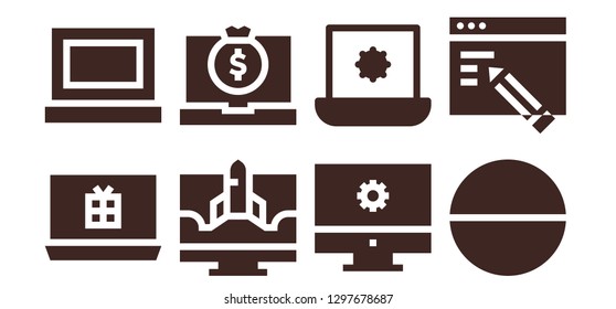  responsive icon set. 8 filled responsive icons. Simple modern icons about  - Laptop, Computer, Tablet, Web design