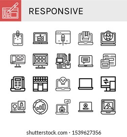 responsive icon set. Collection of Website design, Tablet, Laptop, Web design, Grid, Responsive, Market, Marketing icons
