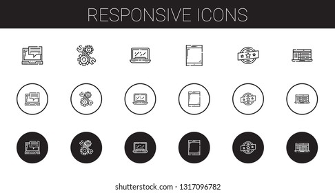 responsive icons set. Collection of responsive with laptop, development, tablet, brand. Editable and scalable responsive icons.