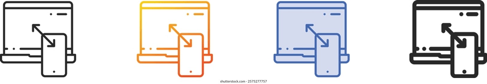 responsive icon.Thin Linear, Gradient, Blue Stroke and bold Style Design Isolated On White Background