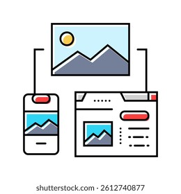 responsive images seo color icon vector. responsive images seo sign. isolated symbol illustration