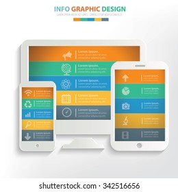 Responsive info graphic design. Clean vector
