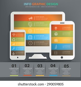 Responsive info graphic design, Data concept design. Clean vector.
