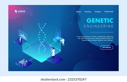 Responsive Landing Page or Hero Banner Design for Genetic Engineering Concept.