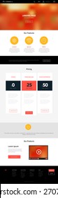 Responsive landing page or one page website template in flat design with modern blurred header background