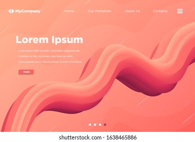 Responsive Landing Page Template with Abstract 3D Flow Shape good for your Website Project, Apps, Background, etc.