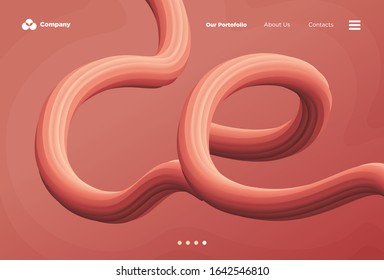 Responsive Landing Page Template Design. 3D Flow Shape. Web Page Design perfect for your Design Project, Background, Business, Banner, Cover, etc.