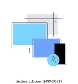 Responsive layouts and screens resolution. Simple flat graphics. Vector file.