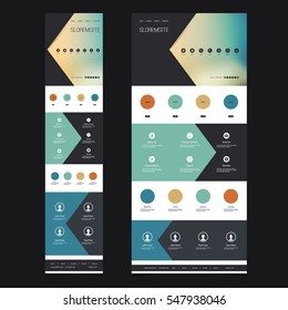 Responsive One Page Vector Website Template with Blurred Background - Desktop and Mobile Version 