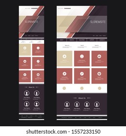 Responsive One Page Website Template - Striped Abstract Header Design - Desktop and Mobile Version