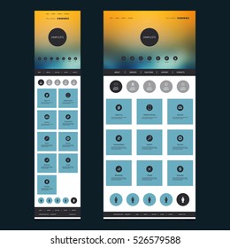 Responsive One Page Website Template with Blurred Background - Sunset Sky Header Design - Desktop and Mobile Version