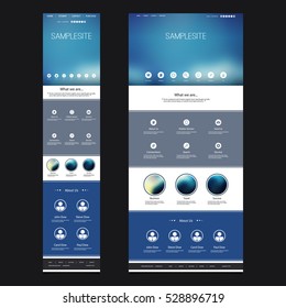 Responsive One Page Website Template with Blurred Background - Desktop and Mobile Version