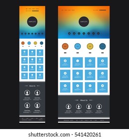 Responsive One Page Website Template Kit with Blurred Background - Sunset Sky Header Design - Desktop and Mobile Version