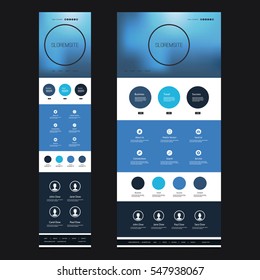 Responsive One Page Website Template with Blurred Background - Desktop and Mobile Version 