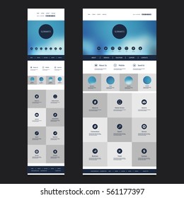 Responsive One Page Website Template with Blurred Header Background Design - Desktop and Mobile Version