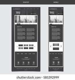 Responsive One Page Website Template with Blurred Background - Stripes Pattern Header Design - Desktop and Mobile Version