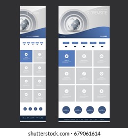 Responsive One Page Website Template - Header Design with Earth Globe - Desktop and Mobile Version